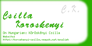 csilla koroskenyi business card