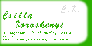 csilla koroskenyi business card